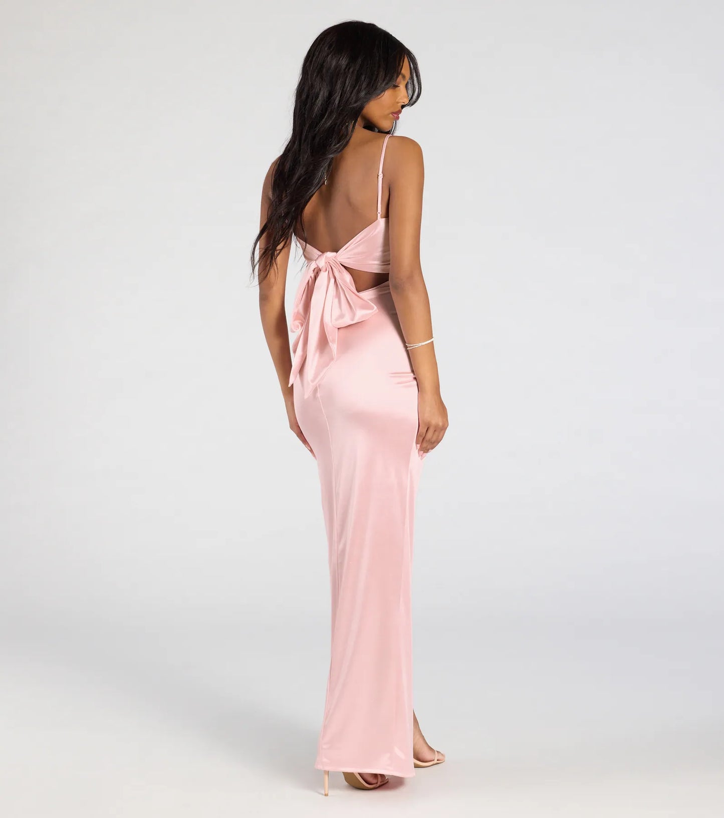 Carolina High-Slit Bow Wrap Dress